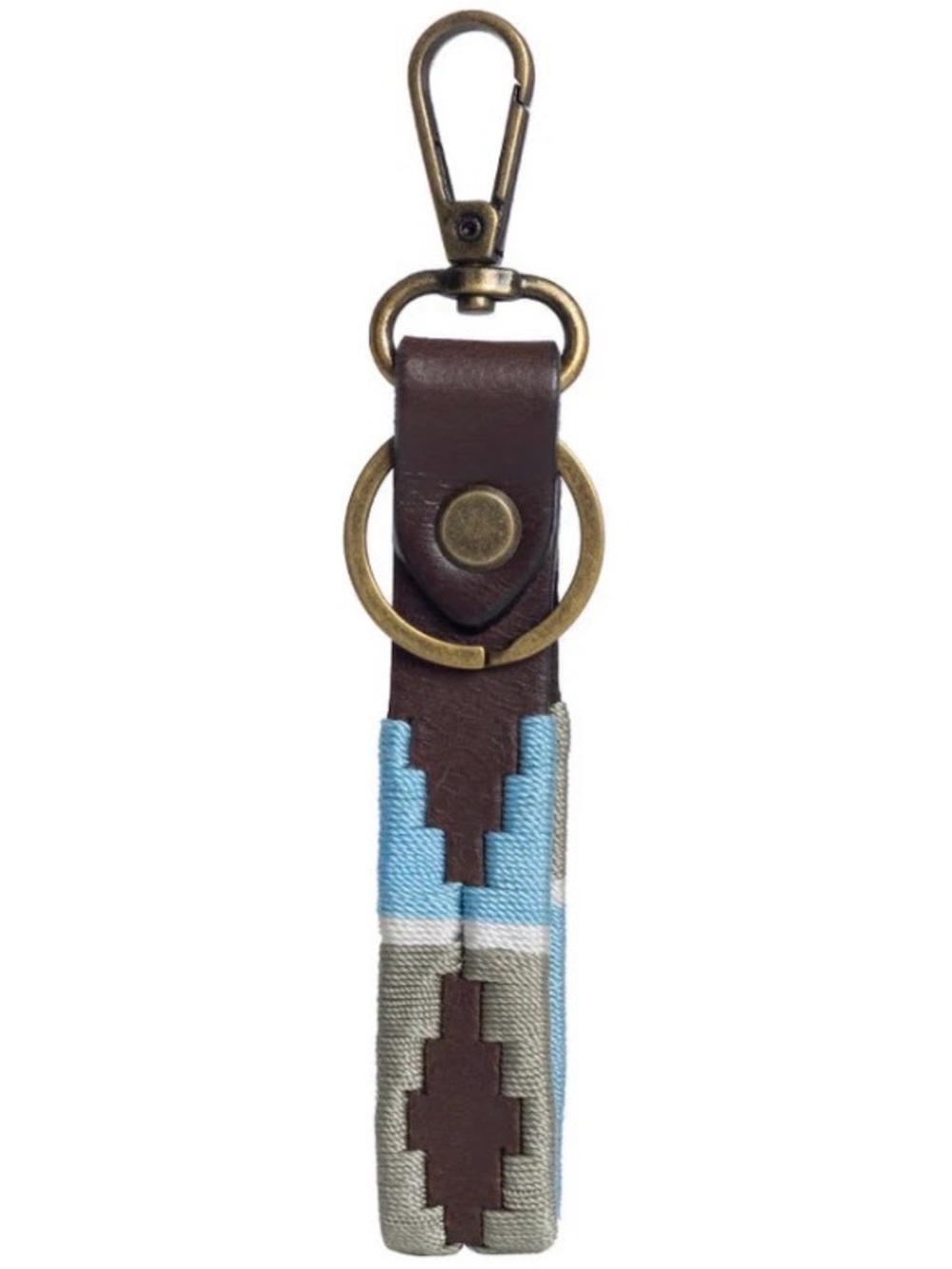 Myra Parcerito Leather Key Fob Brown Blue Gray Navaho